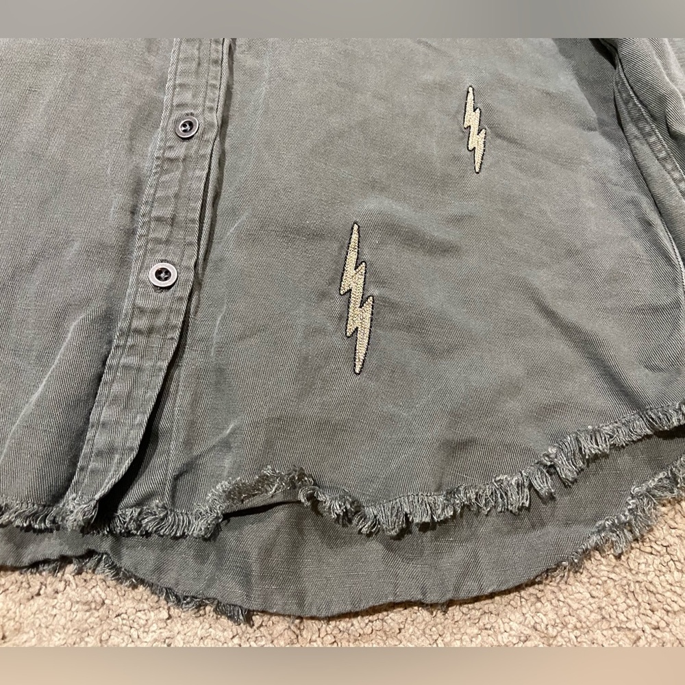 Rails Loren Lightning Bolts Button Up Top Olive G… - image 3